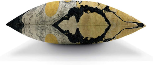 HGOD DESIGNS Throw Pillow Cover, Black Gold Silver Marble Ink Abstract Painting, 18x18 Inches