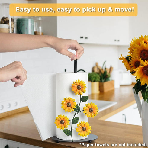 BESZONE Sets Countertop Country Counter Sunflower Paper Towel Holder Sunflower Kitchen Decor and Accessories Yellow