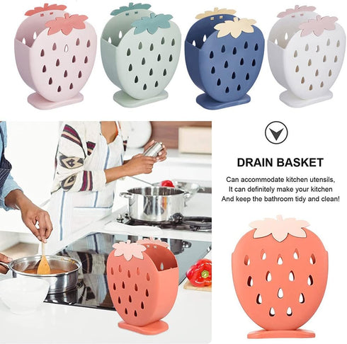 AKOAK 1 Pack Strawberry Chopsticks Stand, Cutlery Storage Box for Spoons, Chopsticks, Knives, and Other Utensils