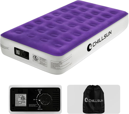 CHILLSUN Twin Air Mattress with Built-in Pump - Quick Inflate/Deflate Double Height Blow Up Mattress for Camping & Home