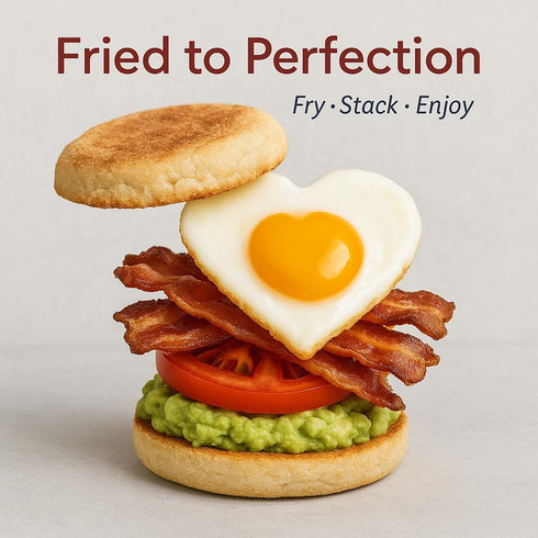 HIC Non-Stick Cooking Rings Set of 2, Heart Shaped, Nonstick, PFOA & BPA Free, 4.625" x 4.25"