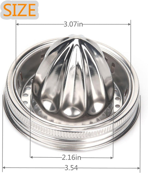 Mason Jar Stainless Steel Juicer Lid (2 Pieces), Citrus Reamer for Wide Mouth Mason Jar