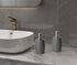 12 Oz, 2 Sets Clasin Home Sandstone Textured Resin Soap Dispenser with Metallic Pump and Waterproof Bottle Labels