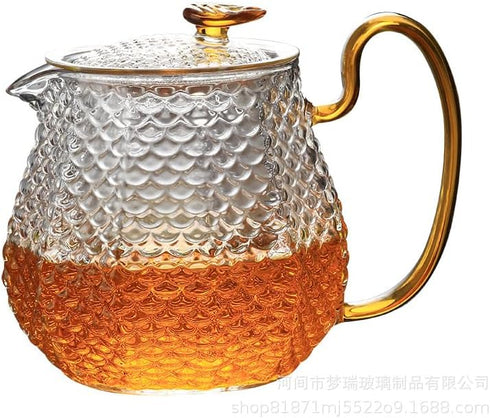 Glass Teapot Microwave Safe, 600ml (20oz) with Removable Infuser and Lid, Set of 4 Glass Tea Kettle