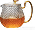 Glass Teapot Microwave Safe, 600ml (20oz) with Removable Infuser and Lid, Set of 4 Glass Tea Kettle