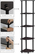 Furinno Turn-N-Tube 5 Tier Corner Display Rack, Multipurpose Shelving Unit, 1-Pack, Dark Walnut