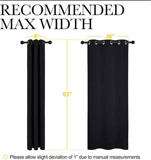 NICETOWN Halloween Pitch Black Solid Thermal Insulated Blackout Curtains/Drapes for Bedroom Window (2 Panels, 42" x