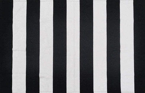 CAINANEL Black and White Striped Outdoor Rug 27.5X43 inches, Hand-Woven Cotton Indoor/Outdoor Welcome Mat for Porch