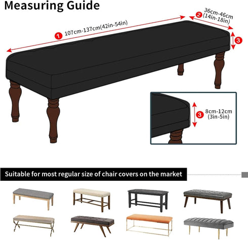 SearchI Waterproof Dining Bench Cover, Stretch Washable Bench Covers Slipcover, Rectangle Benches Seat Covers