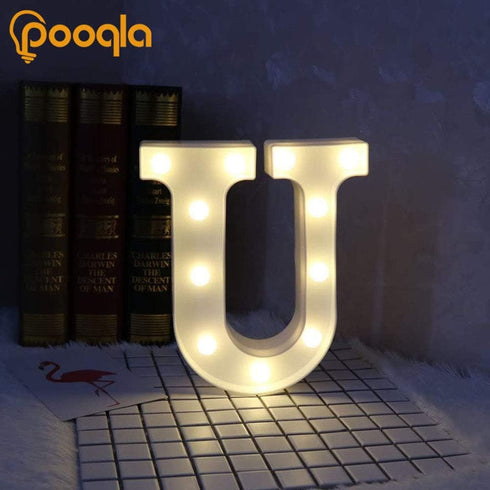 Pooqla LED Marquee Letter Lights Sign - Light Up Alphabet Letter for Home Party Decoration U