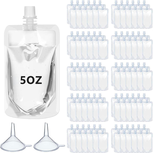 Seeloowy 100 Pcs Plastic Pouches Bulk Clear Juice Bags Squeeze Pouches Plastic Leak