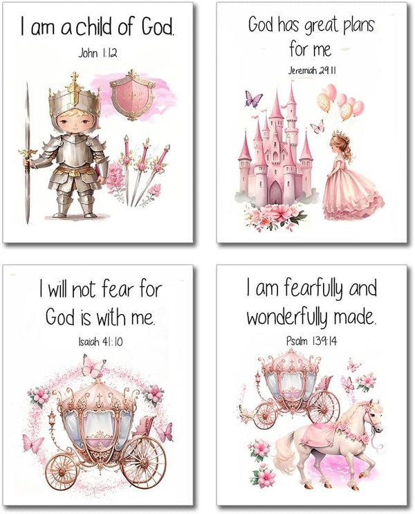 AIOCDIT Bible Verses Wall Art Prints Girls Room Pink Wall Decer,Christian Art Posters