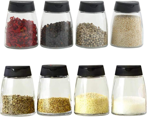 Celiseaya Glass Spice Jars, Double Lids Seasoning Shakers Glass Bottles Spice Shakers Sifter