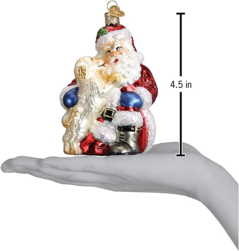 Old World Christmas Ornaments Santa Puppy Love Glass Blown Ornaments for Christmas Tree