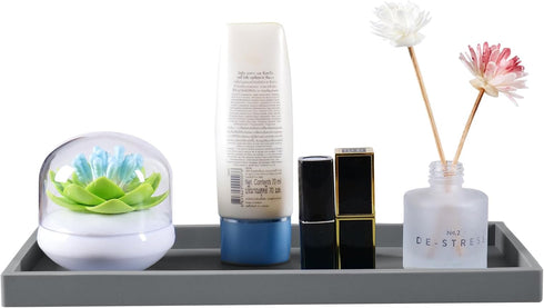 Bloss Silicone Tray Set - 15.7" Bathroom Soap Dispenser Tray and Holder, Countertop Organizer for Jewelry, Candle,