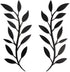 Vivegate 16"X16" Olive Branch Leaf Metal Wall Decor - 2 Black Wrought Iron Scroll Vine Art for Farmhouse Wall