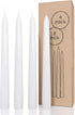 CANDWAX Set of 4 White Taper Candles 8 inch Dripless - Ideal Smokeless Unscented Dinner Candles - Long Burning Hand
