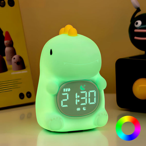 Dinosaurs Alarm Clock with Night Light for Kids with Sleep Training and
