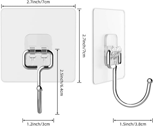 Large Hooks for Hanging, Heavy-Duty 44Ib Max, 10 Packs, Wall Hangers Without Nails, Waterproof and Rustproof