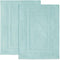 Feather & Stitch 2 Piece Bath Mats (30x21 Inch), 100% Cotton Terry, Non-Slip Soft Absorbent Washable Mats - Sea Foam