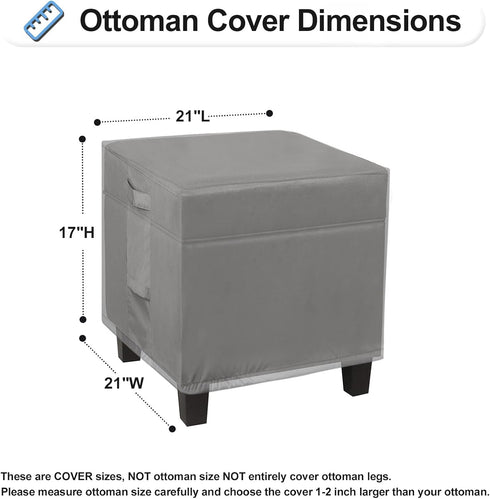 21L 21W 17H Inch, OutdoorLines Outdoor Waterproof Patio Ottoman Covers - Square UV-Proof Patio Side Table Cover