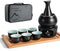 Dltsli Ceramic Sake Set with Warmer Pot Tray, Stovetop Porcelain Pottery Hot Saki