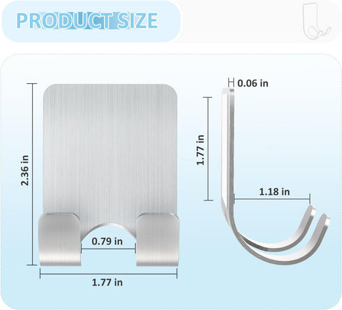 VIS'V Shower Wall Razor Holder - Metal Adhesive Razor Hooks for His and Hers, Waterproof, Silver, 2 Pcs