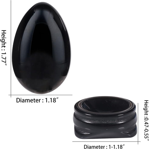 mookaitedecor Black Obsidian Crystal Egg Polished Gemstone Figurines with Stand