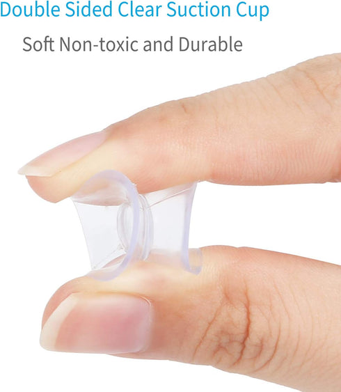 Pawfly 20 Pack Double Sided Suction Cups - 0.8 Inch Clear PVC Plastic for Glass Table Mirror