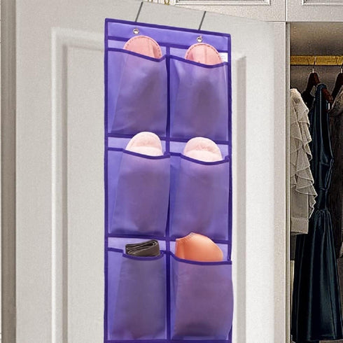 6 Closet 2 Over The Narrow Door Shoe Organizer Hanging Large Fabric Pockets Back Door Shoe Holder for with Hooks