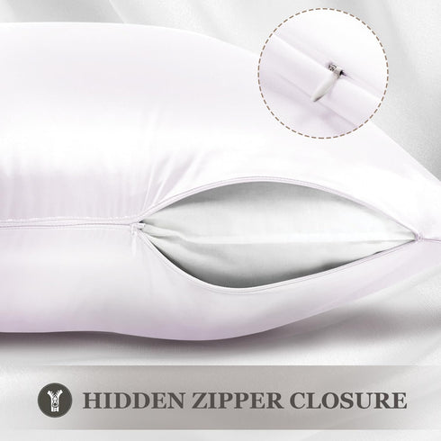 Adubor Mulberry Silk Pillowcase, 23 Momme 6A Grade Fibers, 900 Thread Count, Queen 20''x30'', White
