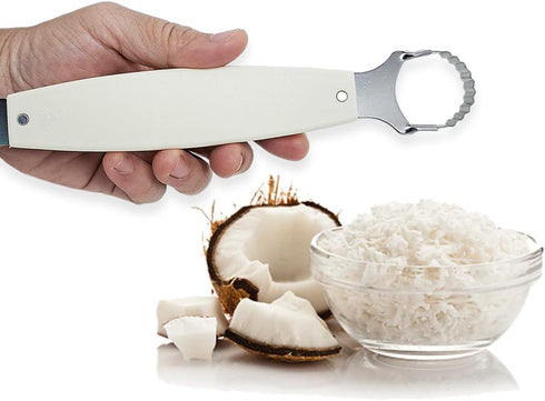 8 " Long Coconut Grater, Vintage White Plastic Handle, Traditional Thai Style Kitchen Tool, Stainless Steel Shredder