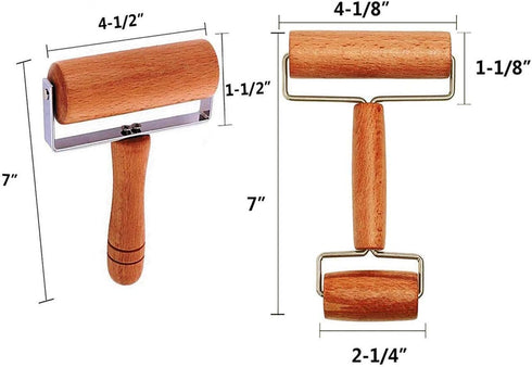 2 Pcs Wooden Pastry Pizza Roller Pin, Non-Stick Rolling Pin for Baking