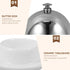 Ceramic Butter Dish with Lid - Stainless Steel Dome Container for Countertop, Kitchen Use