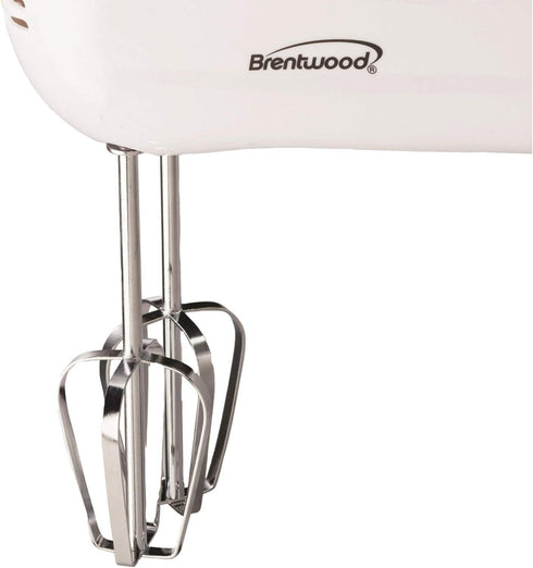 Brentwood Electric Hand Mixer - Lightweight 5-Speed, White