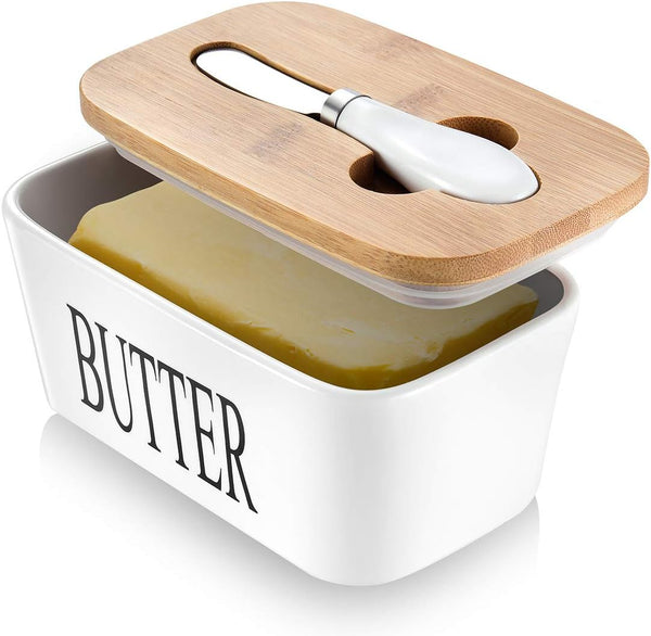 Butter Dish with Lid: Large Butter Dish for Countertop - Ceramic Butter