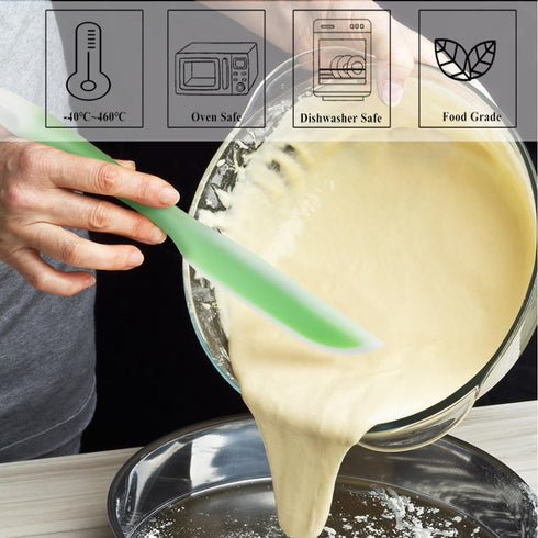Nonstick Silicone Knife Shaped Flexible Kitchen Spatula Scraper Turner,Kitchen Cooking Utensils With Nylon Core (Green(Set of 2)) by VINSTAR