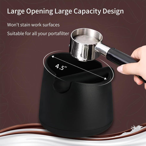 Knock Box Large Capacity Design, Espresso Knock Box Tamping Mat, Set of 2 with Removable Knock Bar