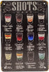 TG,LLC Treasure Gurus 8x12 Metal Retro Classic Alcohol Liquor Shots Menu Wall Sign, Home Bar Decor