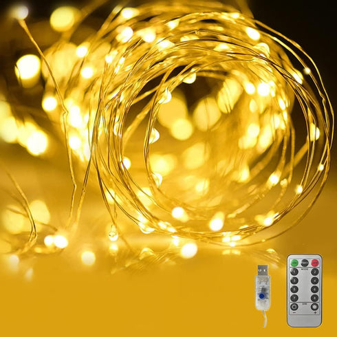 Fantasee Copper Wire String Lights USB Powered LED Fairy Lights 8 Modes