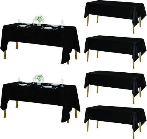 Fokitut 6 Pack Rectangle Tablecloth, 60x120 Inch Stain Resistant Polyester Table Cover for Kitchen Dining and Parties