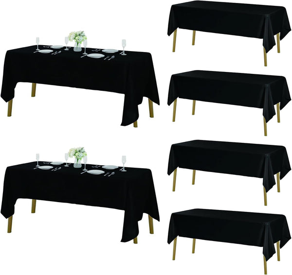 Fokitut 6 Pack Rectangle Tablecloth, 60x120 Inch Stain Resistant Polyester Table Cover for Kitchen Dining and Parties