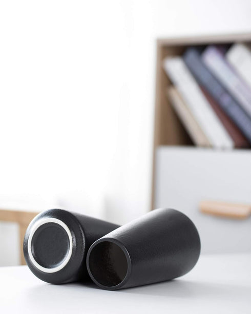 Matte Black Flower Vase, 6" Small Modern Ceramic Vase for Flowers, Minimalist Farmhouse Boho Centerpieces Decor