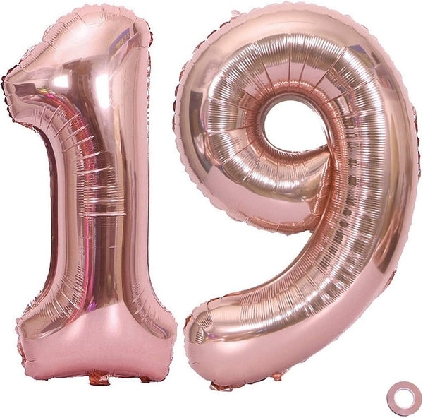 Juland Large Rose Gold Number Balloons 40 Inch, Giant Foil Mylar Balloons for Birthday Party Decorations