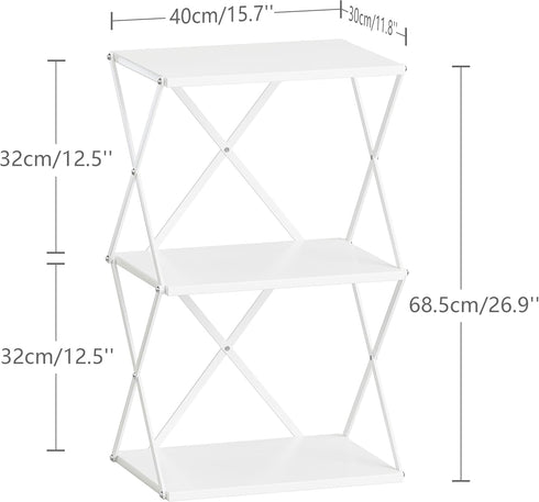 3-Tier ET-03W End Table Small Side Table Tall Bedside Night Stand with Storage Sofa Side desks for Living Room Bedroom