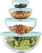 Glass Mixing Bowl Set with Airtight Lids, Kitchen Baking Prepping, Serving, Cooking, 0.6QT, 1.1QT, 2.2QT, 4QT Salad