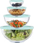 Glass Mixing Bowl Set with Airtight Lids, Kitchen Baking Prepping, Serving, Cooking, 0.6QT, 1.1QT, 2.2QT, 4QT Salad