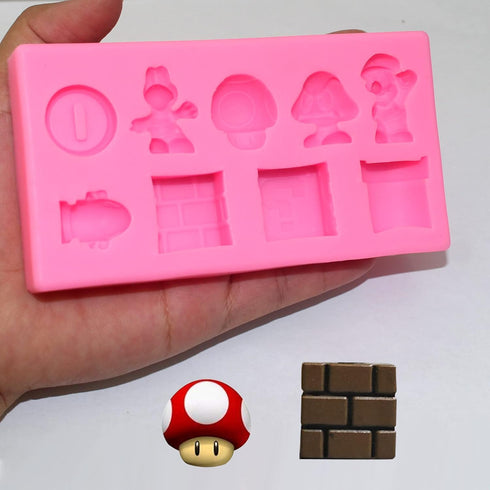 9-Cavity Silicone Cartoon Fondant Mold for Cake Decorating, Candy Making, and Resin Crafts - Chocolate and Gum Paste