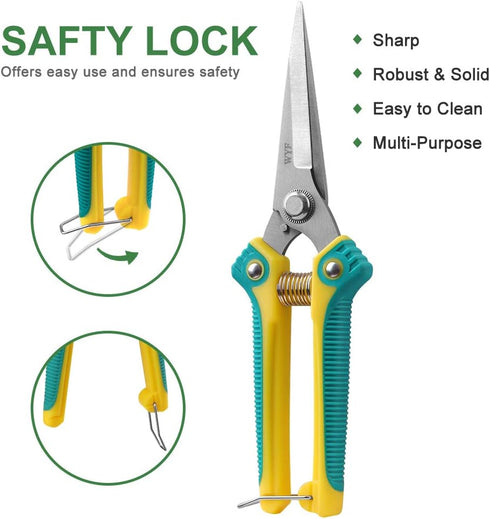 WYF Pruning Scissors, Professional Garden Shears - Sharp Stainless Steel Blades for Garden Harvesting, 8.1IN