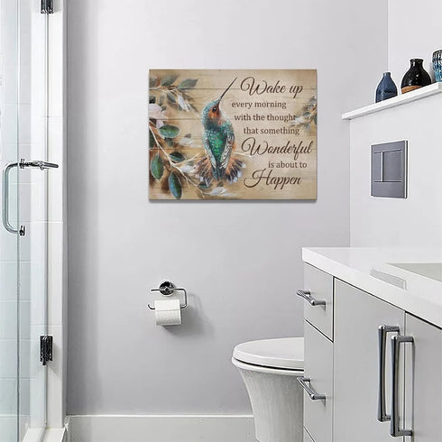 Rustic Hummingbird Wall Art Canvas Prints, Framed Modern Pictures for Bedroom, Living Room, Bathroom, 16"x12"